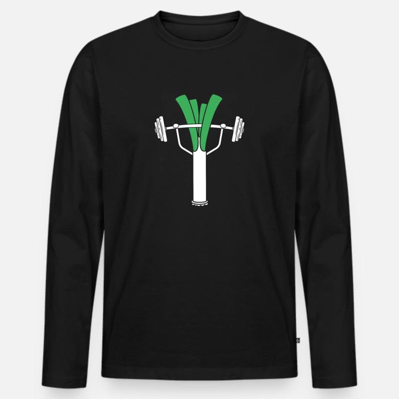 Lauch - Männer Premium Bio Langarmshirt - Schwarz
