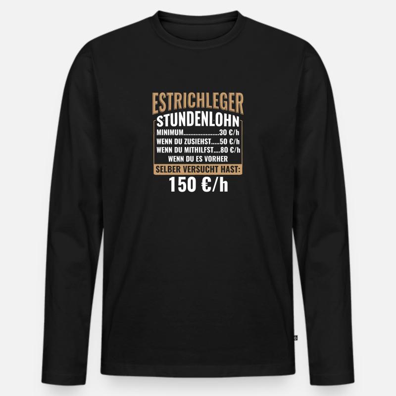 Estrich Estrichleger - Männer Premium Bio Langarmshirt - Schwarz