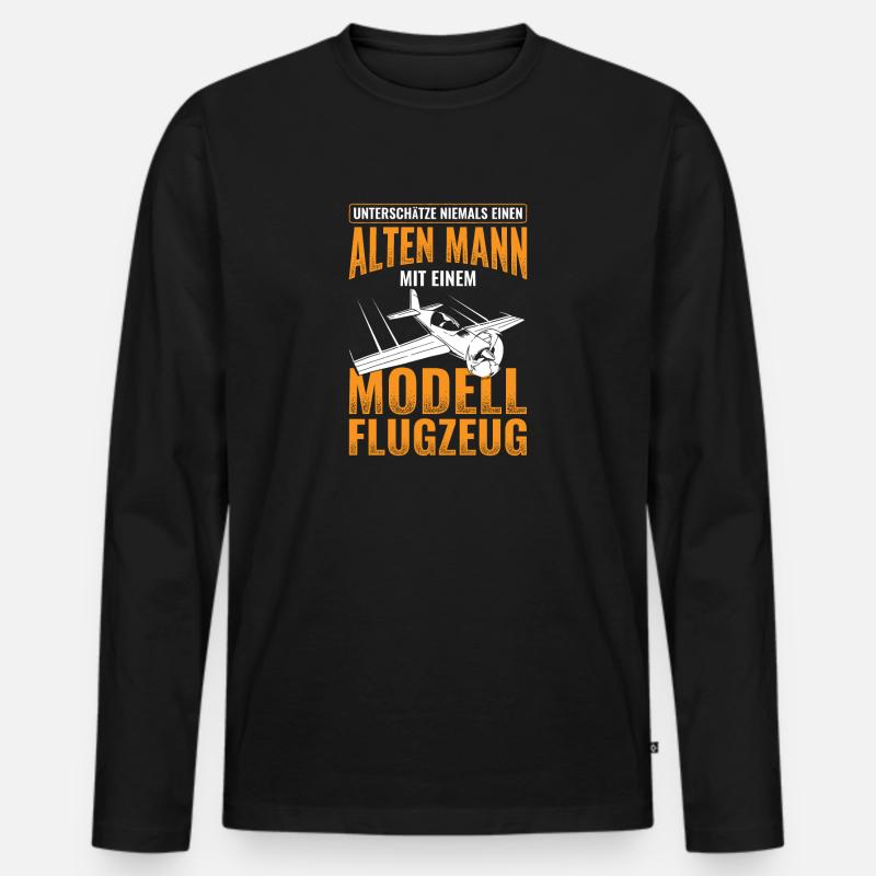 Modellflug - Männer Premium Bio Langarmshirt - Schwarz