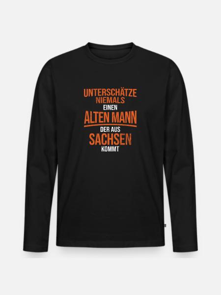 Sachsen Sächsisch - Männer Premium Bio Langarmshirt - Schwarz