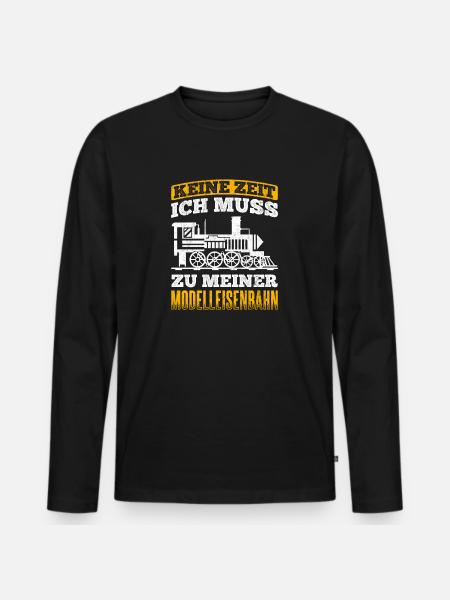 Modelleisenbahn Eisenbahn - Männer Premium Bio Langarmshirt - Schwarz