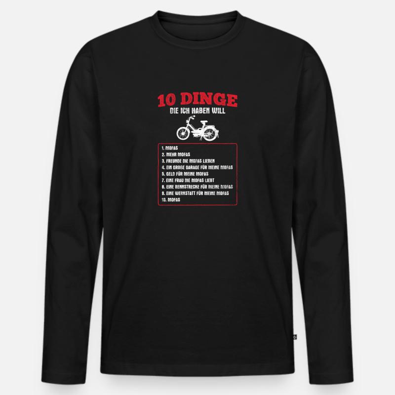 Mofa Moped Geschenk - Männer Premium Bio Langarmshirt - Schwarz