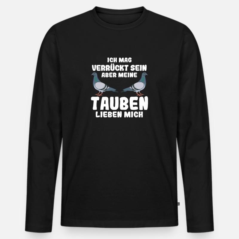 Taube Tauben Vogel - Männer Premium Bio Langarmshirt - Schwarz