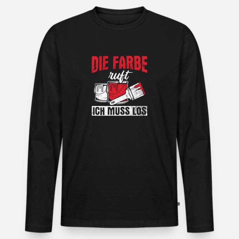 Maler Pinsel - Männer Premium Bio Langarmshirt - Schwarz