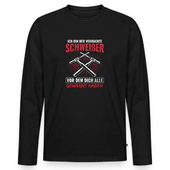 Schweißer Schweißen - Männer Premium Bio Langarmshirt - Schwarz - Vorne - Nico (187cm)
