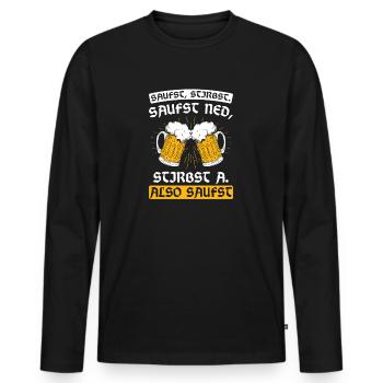 Bayern Dahoam Boarisch - Männer Premium Bio Langarmshirt - Schwarz - Vorne - Nico (187cm)