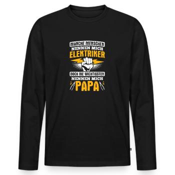 Elektriker Elektrik - Männer Premium Bio Langarmshirt - Schwarz - Vorne - Nico (187cm)