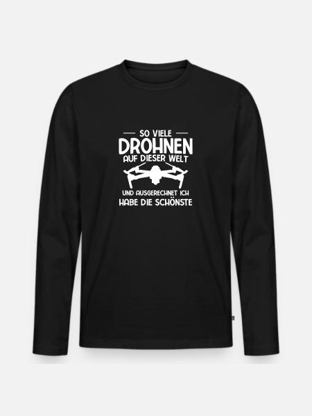 Drohne Geschenk - Männer Premium Bio Langarmshirt - Schwarz