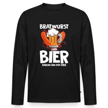 Bratwurst als Geschenk - Männer Premium Bio Langarmshirt - Schwarz - Vorne - Nico (187cm)