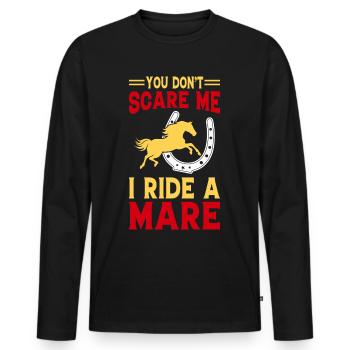 Vous ne me faites pas peur, je monte une jument ! - T-shirt manches longues Premium bio Homme - noir - Devant - Nico (187cm)