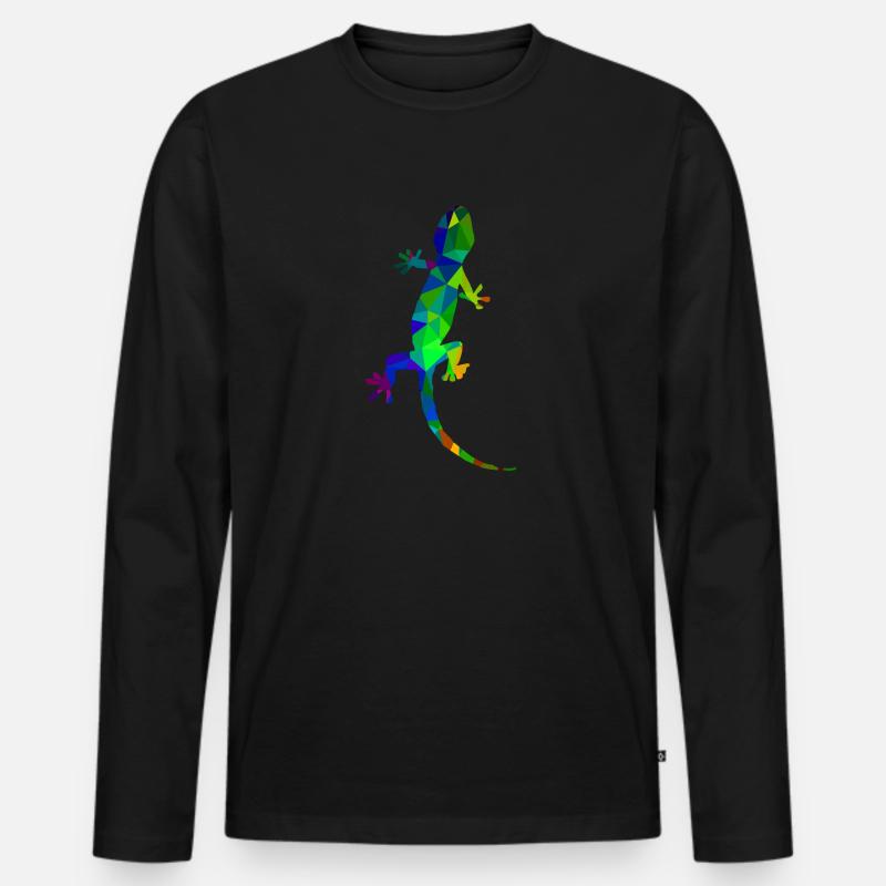Gecko - Männer Premium Bio Langarmshirt - Schwarz