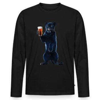 Panther Bier - Männer Premium Bio Langarmshirt - Schwarz - Vorne - Nico (187cm)