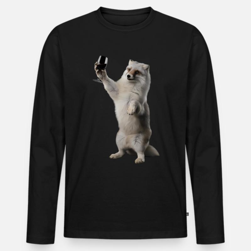 Polarfuchs Wein - Männer Premium Bio Langarmshirt - Schwarz