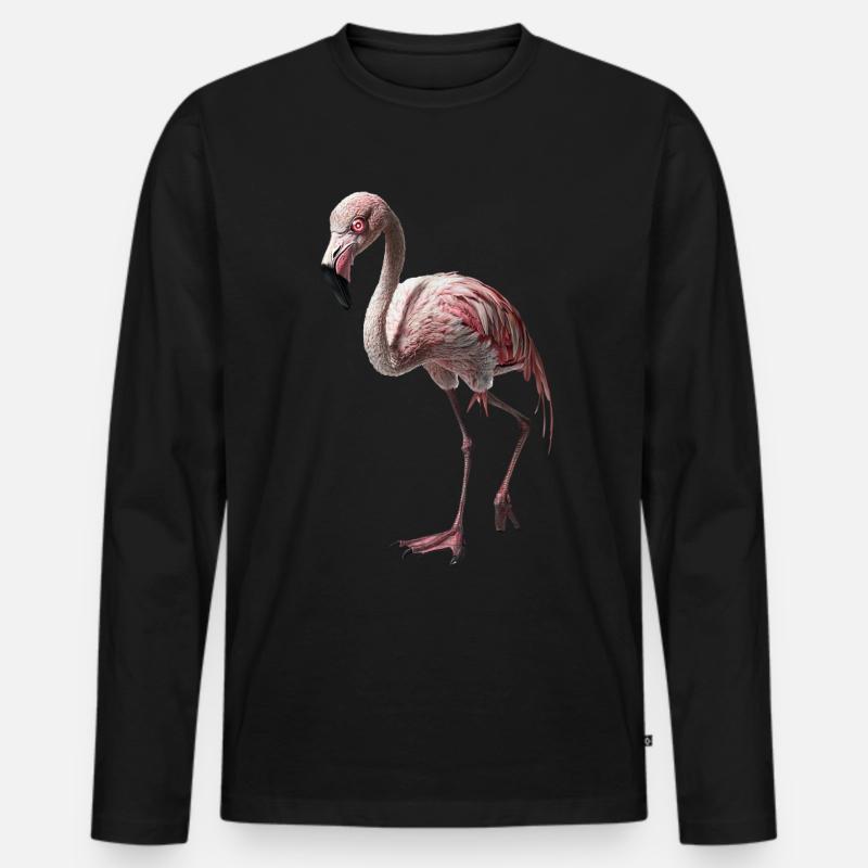 Flamingo - Männer Premium Bio Langarmshirt - Schwarz