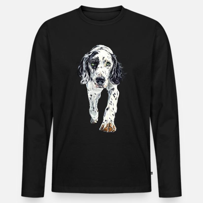 Englischer Setter - Männer Premium Bio Langarmshirt - Schwarz
