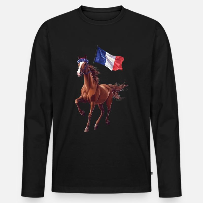 Pferd - Männer Premium Bio Langarmshirt - Schwarz