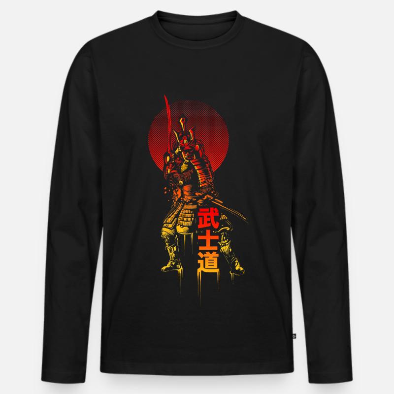 Samurai - Männer Premium Bio Langarmshirt - Schwarz