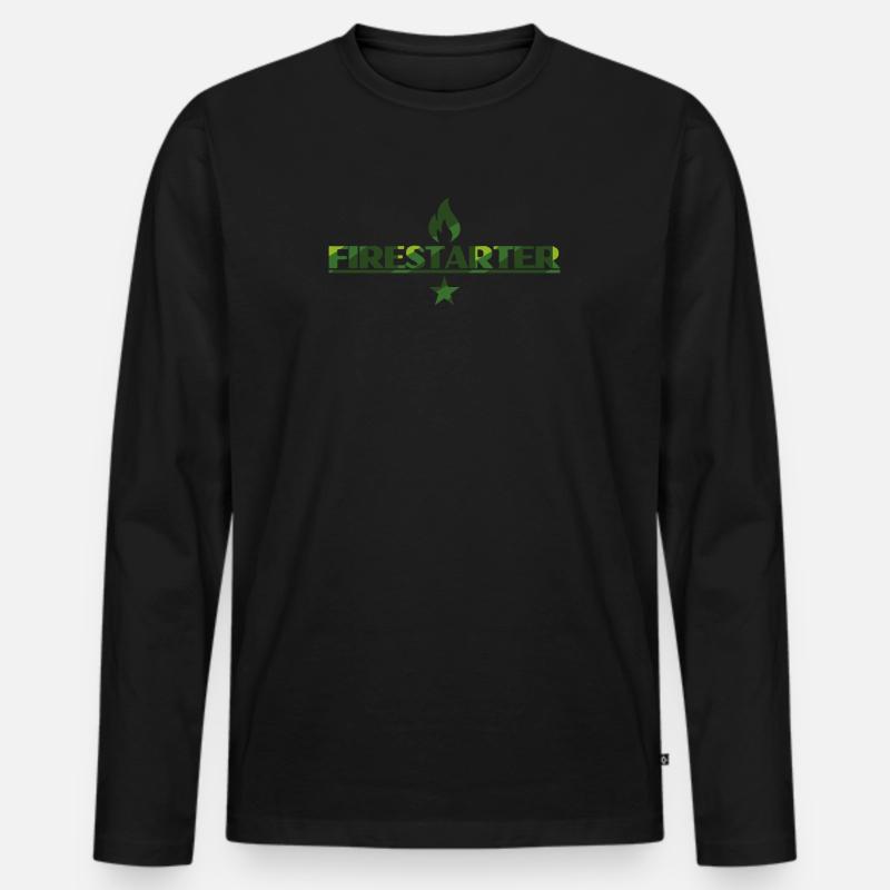 Bushcraft - Firestarter - Männer Premium Bio Langarmshirt - Schwarz