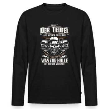Trucker LKW-Fahrer Fernfahrer LKW Brummi Truck - Männer Premium Bio Langarmshirt - Schwarz - Vorne - Nico (187cm)