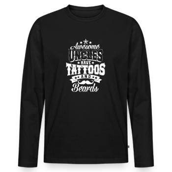 Awesome Uncles have Tattoos and Beards- Onkel Bart - Männer Premium Bio Langarmshirt - Schwarz - Vorne - Nico (187cm)