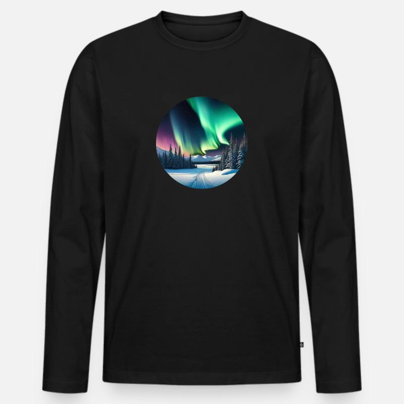 Polarlicht - Männer Premium Bio Langarmshirt - Schwarz