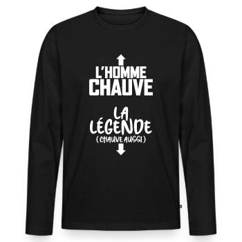 Chauve parfait et légende citation drole homme - T-shirt manches longues Premium bio Homme - noir - Devant - Nico (187cm)