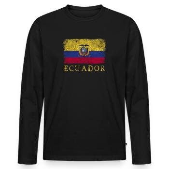 Ecuadorianische Flagge Ecuador Ecuadorflagge - Männer Premium Bio Langarmshirt - Schwarz - Vorne - Nico (187cm)