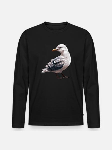 Baby Möwe Seevogel - Männer Premium Bio Langarmshirt - Schwarz