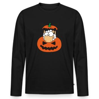 Mouton dans une citrouille | Halloween, des images drôles - T-shirt manches longues Premium bio Homme - noir - Devant - Nico (187cm)
