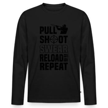 Schießsport | Tontaubenschießen Skeet Geschenkidee - Männer Premium Bio Langarmshirt - Schwarz - Vorne - Nico (187cm)