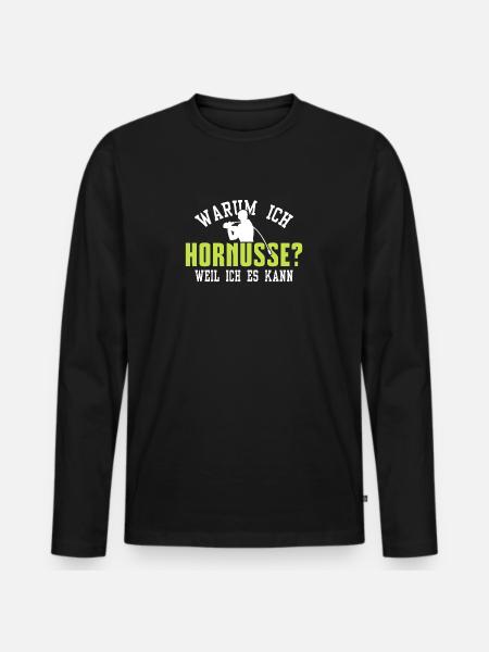 Warum ich Hornusse - Männer Premium Bio Langarmshirt - Schwarz