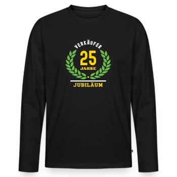 Verkäufer Jubiläum 25 Jahre 25 jähriges Jubilaeum - Männer Premium Bio Langarmshirt - Schwarz - Vorne - Nico (187cm)