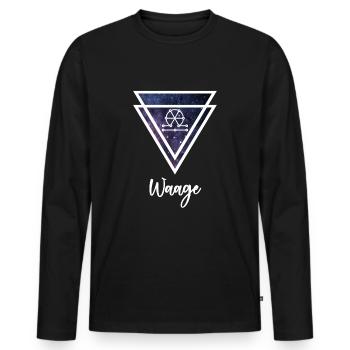 Waage Sternzeichen - Männer Premium Bio Langarmshirt - Schwarz - Vorne - Nico (187cm)