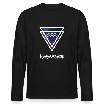 Verseau - T-shirt manches longues Premium bio Homme - noir - Devant - Nico (187cm)