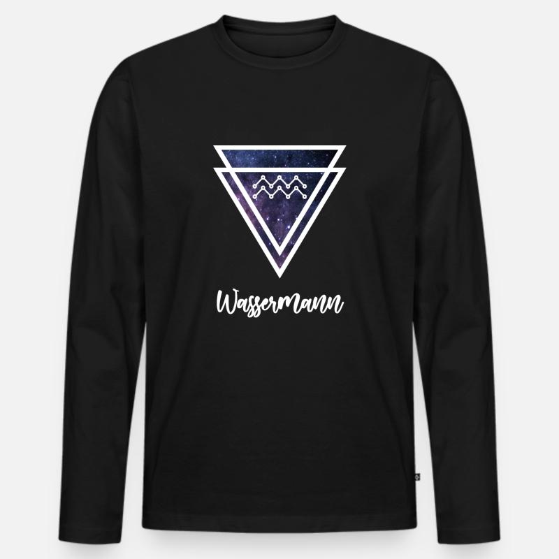 Wassermann - Männer Premium Bio Langarmshirt - Schwarz