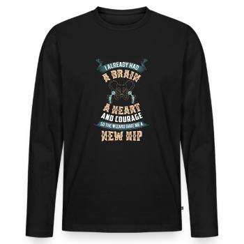 Nouvelle hanche pour les patients avec remplacement de hanche - T-shirt manches longues Premium bio Homme - noir - Devant - Nico (187cm)