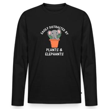 Easily Distracted By Plants And Elephants Pflanze - Männer Premium Bio Langarmshirt - Schwarz - Vorne - Nico (187cm)