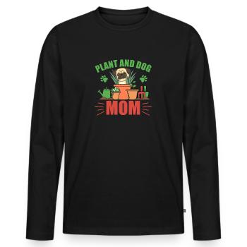 Plant an dog mom plantes Mops jardin - T-shirt manches longues Premium bio Homme - noir - Devant - Nico (187cm)