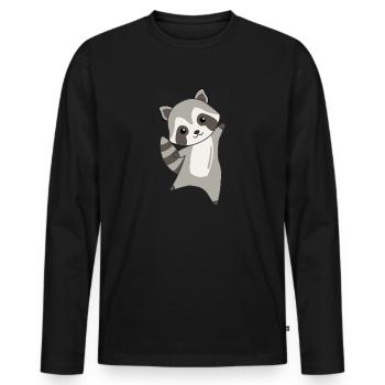 Waschbär süße Tiere Kinder Geschenkidee - T-shirt manches longues Premium bio Homme - noir - Devant - Nico (187cm)