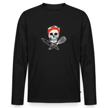 Skull cook with knife and whisk - Men's Premium Organic Long Sleeve Shirt - black - Front - Nico (187cm)