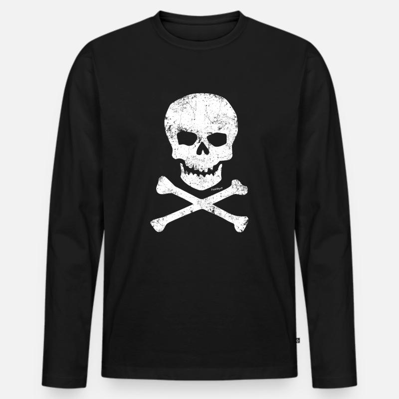 Totenschädel und Knochen - Männer Premium Bio Langarmshirt - Schwarz