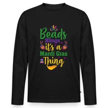 Mardi Gras Parade Carnaval Carnaval Célébration - T-shirt manches longues Premium bio Homme - noir - Devant - Nico (187cm)