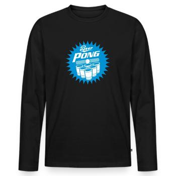 BEER PONG OLDSCHOOL 60s 6 CUP - Männer Premium Bio Langarmshirt - Schwarz - Vorne - Nico (187cm)