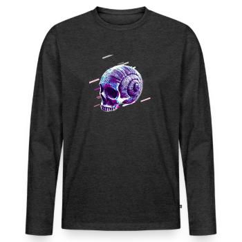 Skull Horn 80's Retro Violet - Men's Premium Organic Long Sleeve Shirt - heather anthracite - Front - Nico (187cm)