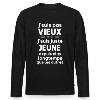 8 - je SUIS PAS vieux 13.png - T-shirt manches longues Premium bio Homme - noir - Devant - Nico (187cm)