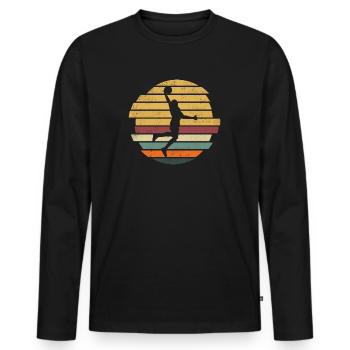 Dunking Basketteur BasketballEr Rétro - T-shirt manches longues Premium bio Homme - noir - Devant - Nico (187cm)