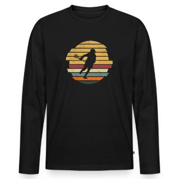 Lacrosse Retro Lacrosse Player LAX - Men's Premium Organic Long Sleeve Shirt - black - Front - Nico (187cm)