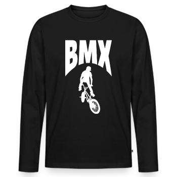BMX Sport Extreme Passion Papa und Sohn - Männer Premium Bio Langarmshirt - Schwarz - Vorne - Nico (187cm)