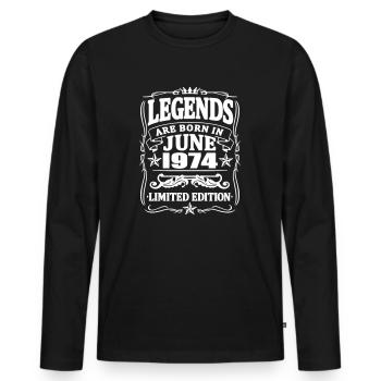 Die Legenden sind im Juni 1974 geboren - Männer Premium Bio Langarmshirt - Schwarz - Vorne - Nico (187cm)