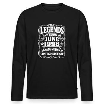 Die Legenden sind im Juni 1998 geboren - Männer Premium Bio Langarmshirt - Schwarz - Vorne - Nico (187cm)